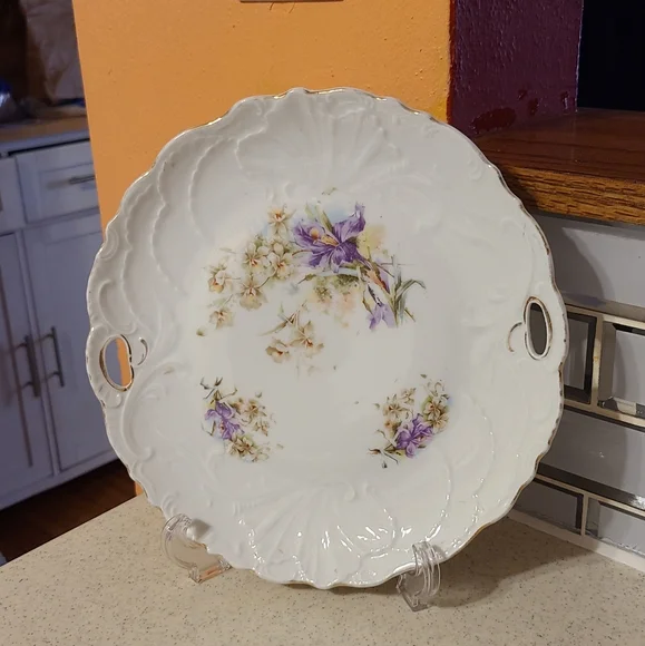 DECORATIVE PLATE FLORAL DESIGN please note plate stand not included - Picture 4 of 10